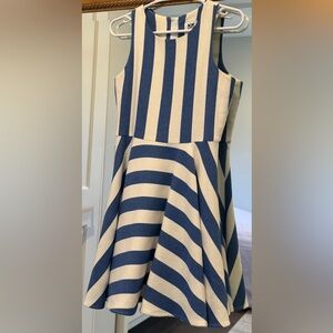 Milly Minis Navy and Cream Striped Sleeveless Fit-and-Flare Dress
